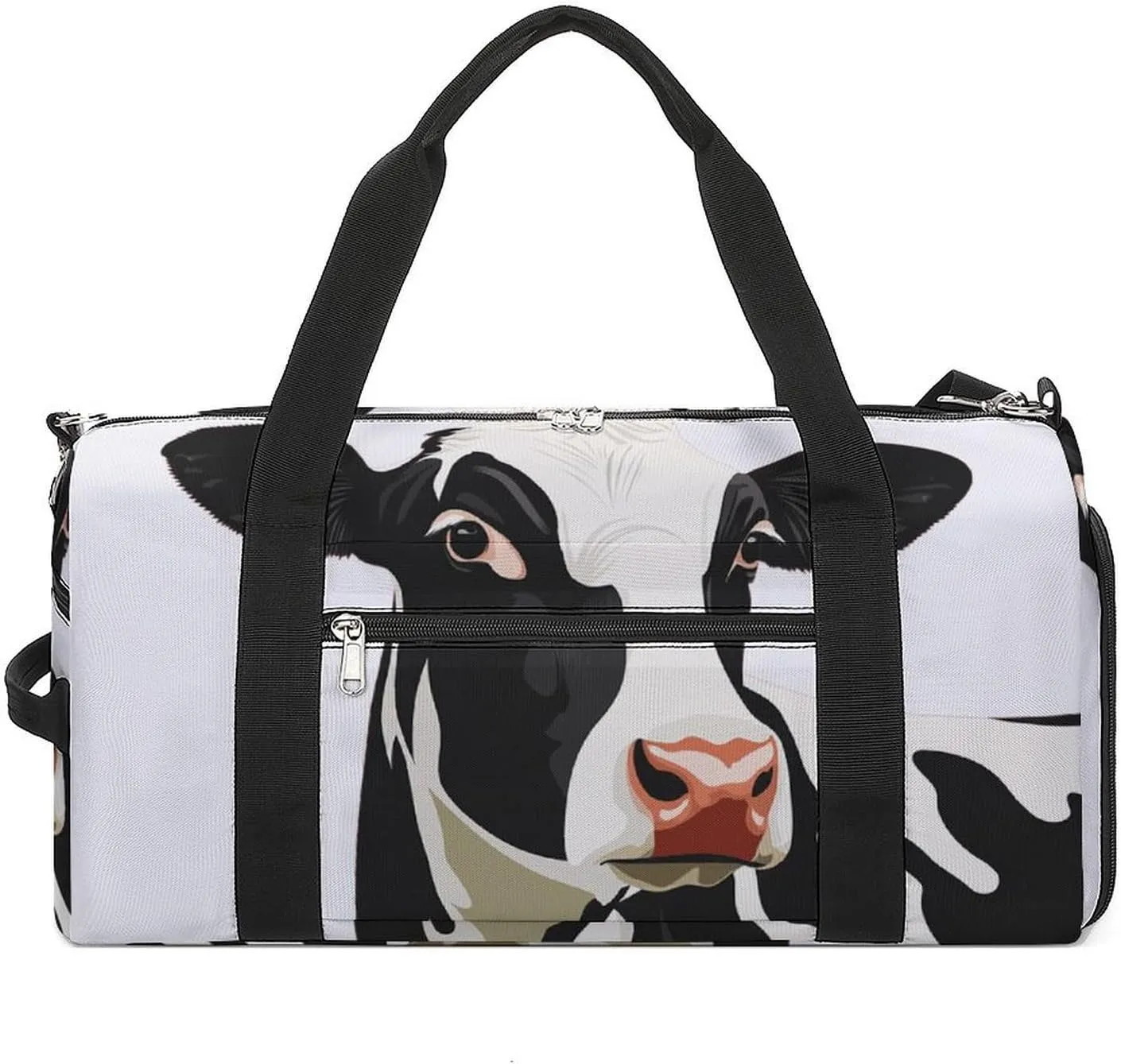Portrait of Cow Fitness Large Gym Bag for Unisex with Shoe Compartment & Wet Pocket