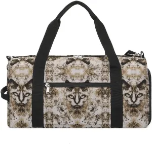 Portrait of Gothic Cat Fitness Large Gym Bag for Unisex with Shoe Compartment & Wet Pocket