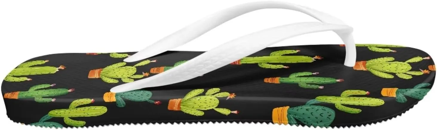 Print Thong Flip Flops for Women Comfortable Yoga Mat Non Slip Shower Shoes Super Lightweight for Summer Beach Vacation White Strap