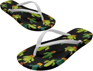 Print Thong Flip Flops for Women Comfortable Yoga Mat Non Slip Shower Shoes Super Lightweight for Summer Beach Vacation White Strap