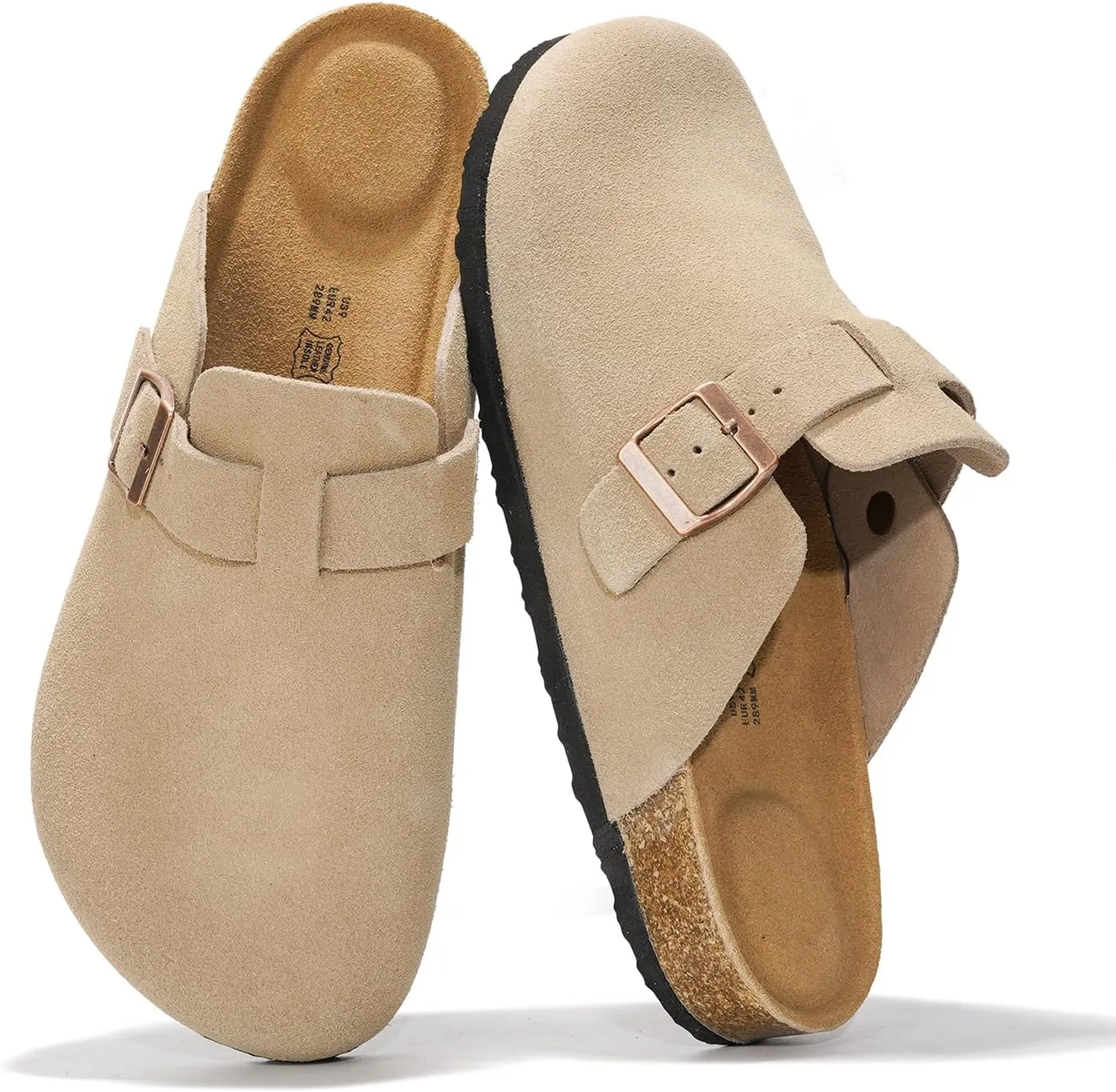 Project Cloud Mens Clogs - Full Grain Genuine Leather Memory Foam Clogs for Men Arch Support Cork Footbed - Non Slip Platform Mules (Brooklyn)