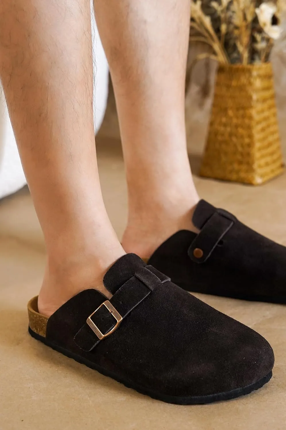 Project Cloud Mens Clogs - Full Grain Genuine Leather Memory Foam Clogs for Men Arch Support Cork Footbed - Non Slip Platform Mules (Brooklyn)