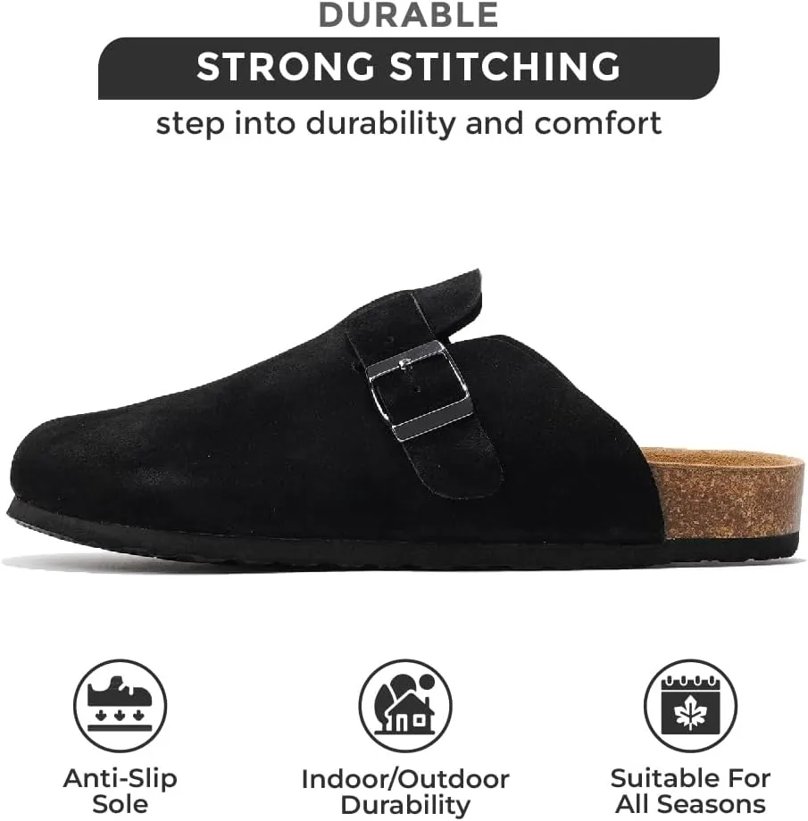 Project Cloud Mens Clogs - Full Grain Genuine Leather Memory Foam Clogs for Men Arch Support Cork Footbed - Non Slip Platform Mules (Brooklyn)