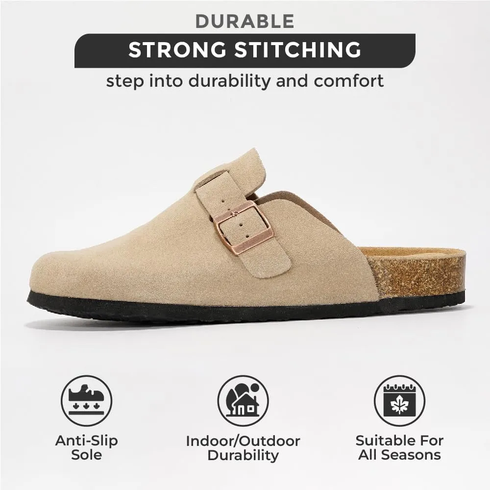 Project Cloud Mens Clogs - Full Grain Genuine Leather Memory Foam Clogs for Men Arch Support Cork Footbed - Non Slip Platform Mules (Brooklyn)