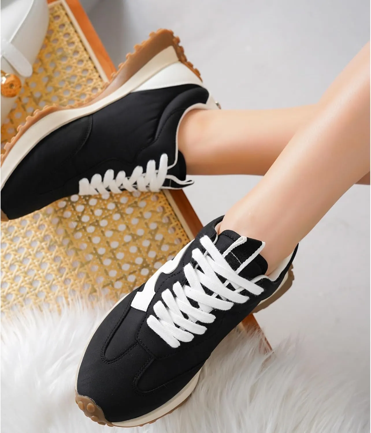 Project Cloud Trendy Sneakers for Women - Memory Foam and Non-Slip Comfortable Casual Ladies Shoes for Womens Fashion Sneakers - Lightweight Lace-up Shoes (Lecco)