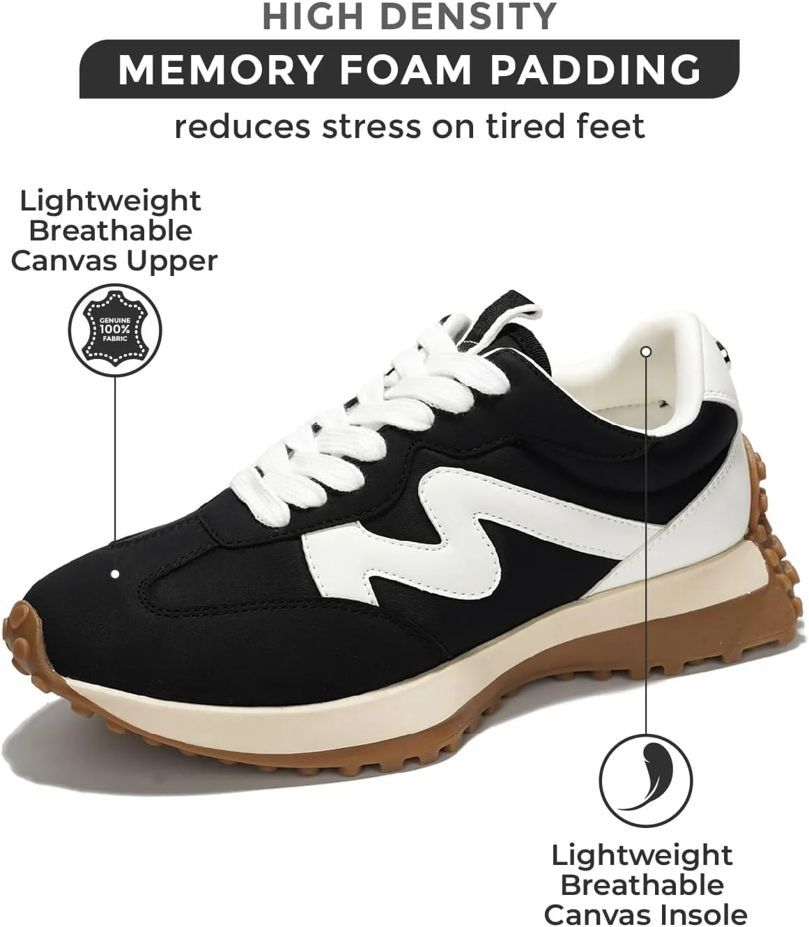 Project Cloud Trendy Sneakers for Women - Memory Foam and Non-Slip Comfortable Casual Ladies Shoes for Womens Fashion Sneakers - Lightweight Lace-up Shoes (Lecco)