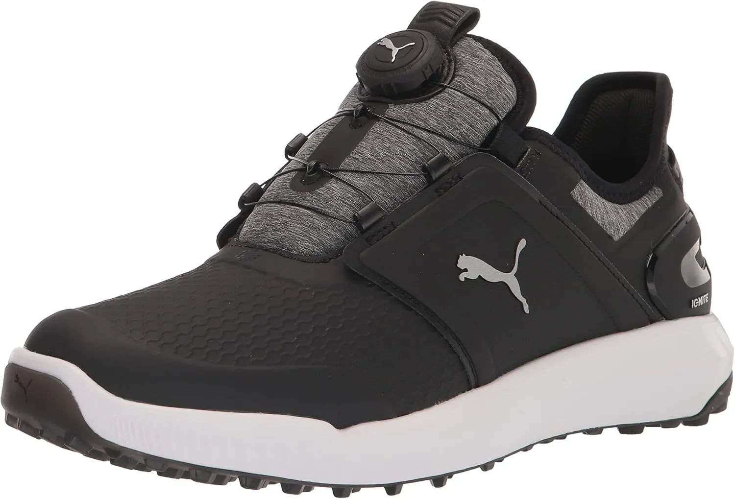 PUMA Men's Ignite Elevate Disc Golf Shoe, Black Silver, 12.5