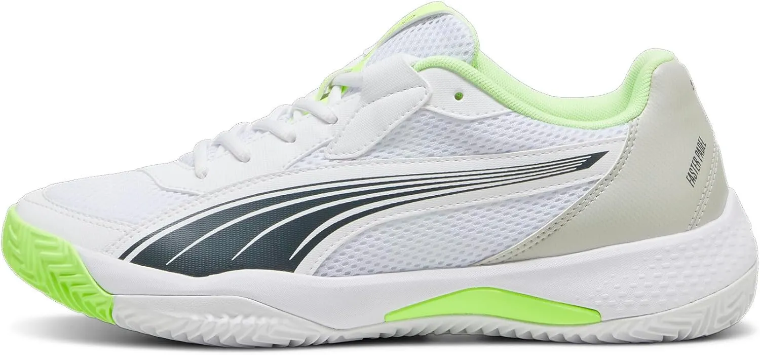 PUMA Men's Nova Court Pickleball Shoes, White-Black-Active Red, 9.5