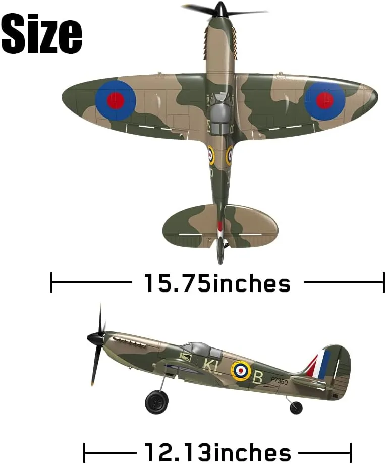 RC Plane Spitfire Fighter, 4 Channel Remote Control Airplane with Gyro System for Adults Boys Beginners