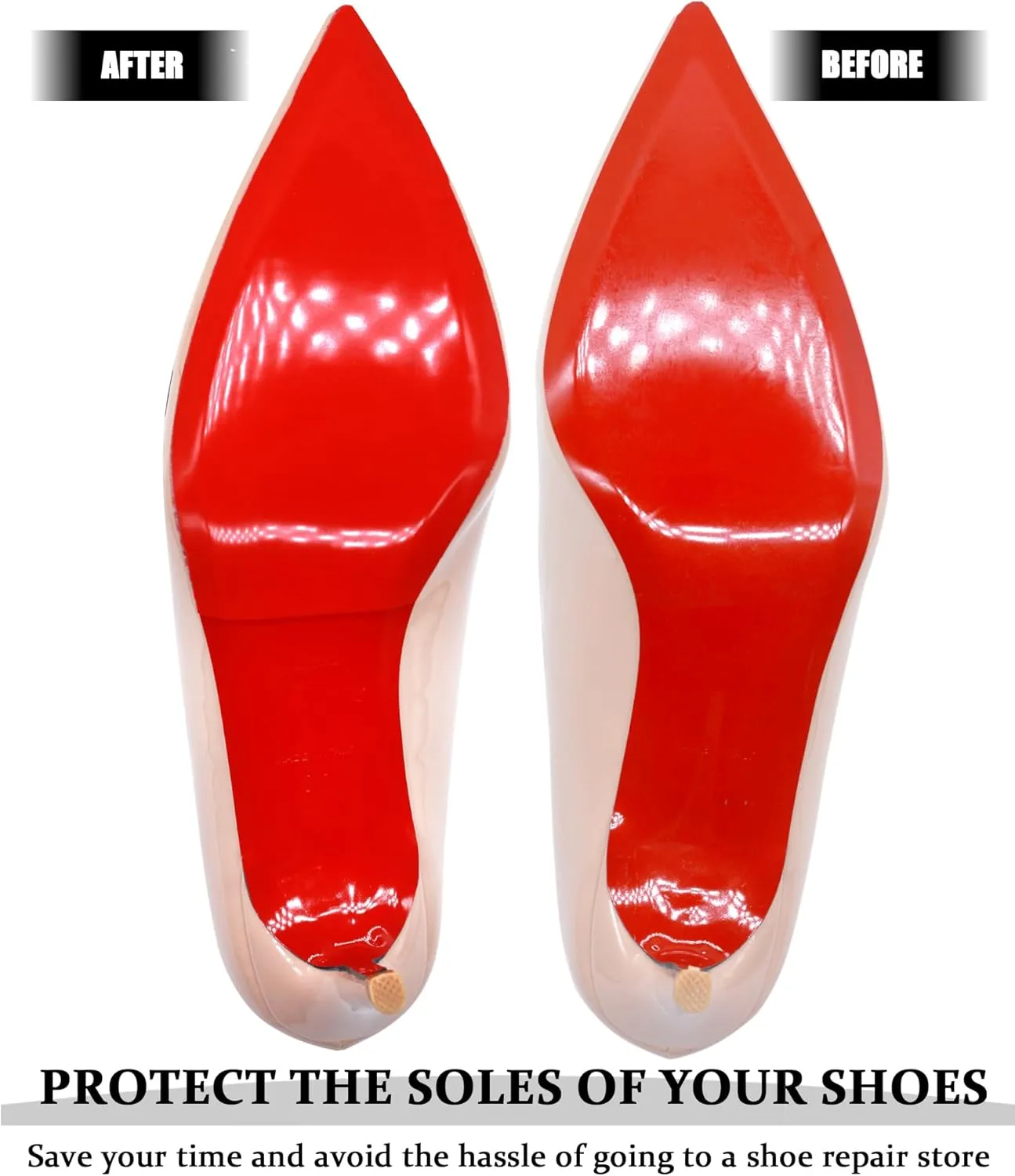 Red Bottom Shoe Protector Compatible with Christian Louboutin Shoes,Self-Adhesive Sole Guard to Protect & Restore Shoe Bottoms,Anti-Slip Replacement for High Heels (6"x4.5",Mirror Face 6Pcs)