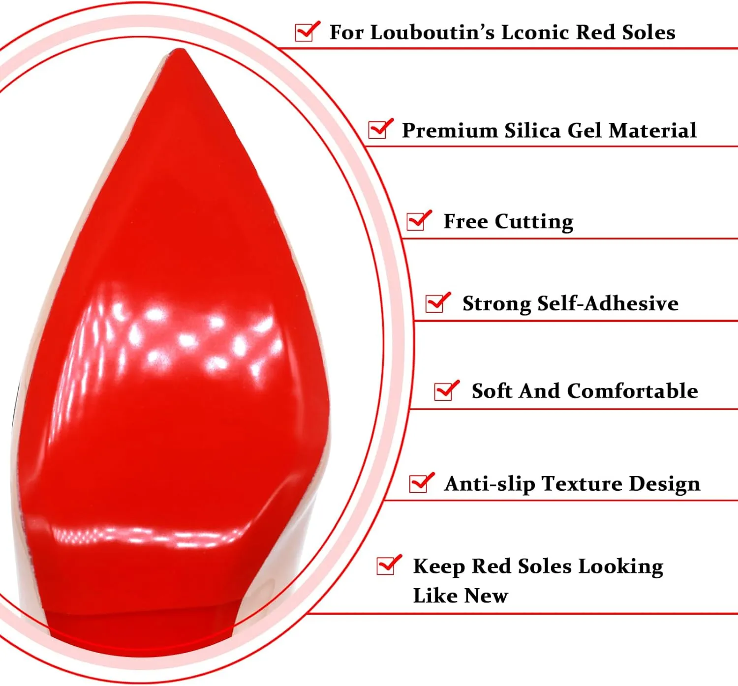 Red Bottom Shoe Protector Compatible with Christian Louboutin Shoes,Self-Adhesive Sole Guard to Protect & Restore Shoe Bottoms,Anti-Slip Replacement for High Heels (6"x4.5",Mirror Face 6Pcs)