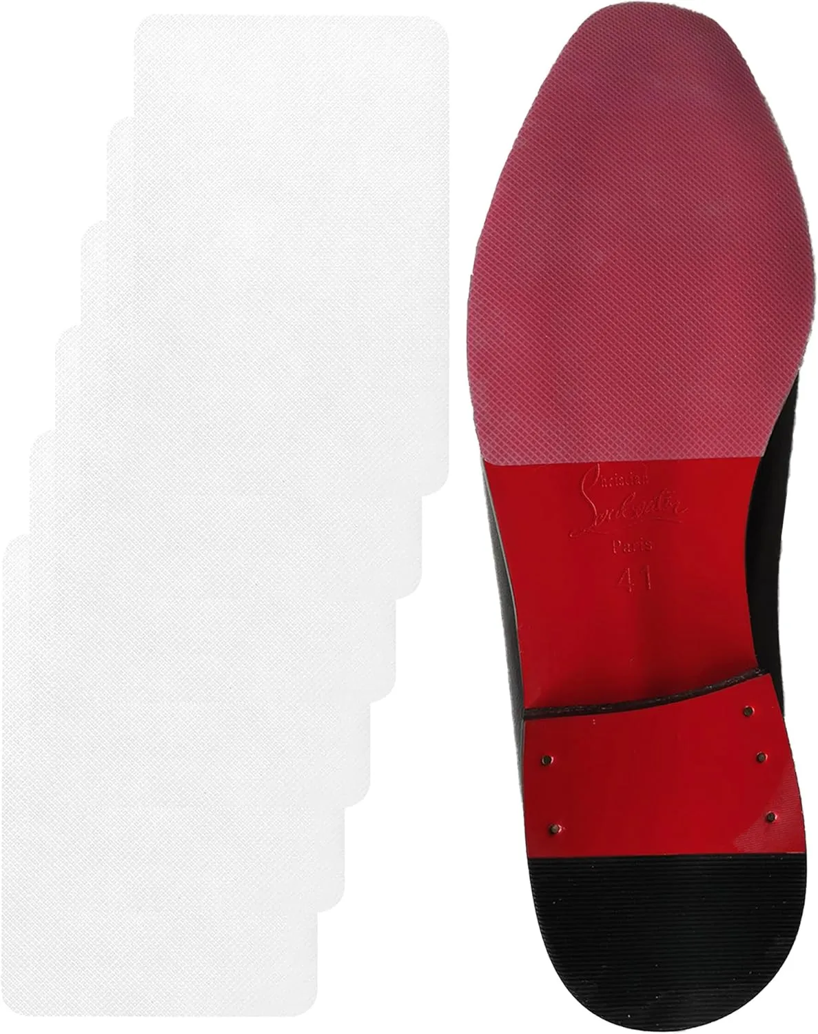 Red Bottom Shoe Protector Compatible with Christian Louboutin Shoes,Self-Adhesive Sole Guard to Protect & Restore Shoe Bottoms,Anti-Slip,Restores & Protects Soles(6"x4" Clear 3Pairs)