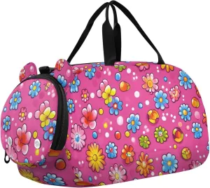 Red Leaf Motif Youth Sports Duffel Bag with Ventilated Shoe Compartment|All-Season Lightweight Travel Gym Bag for Girls & Boys|Water-Resistant Gear Bag