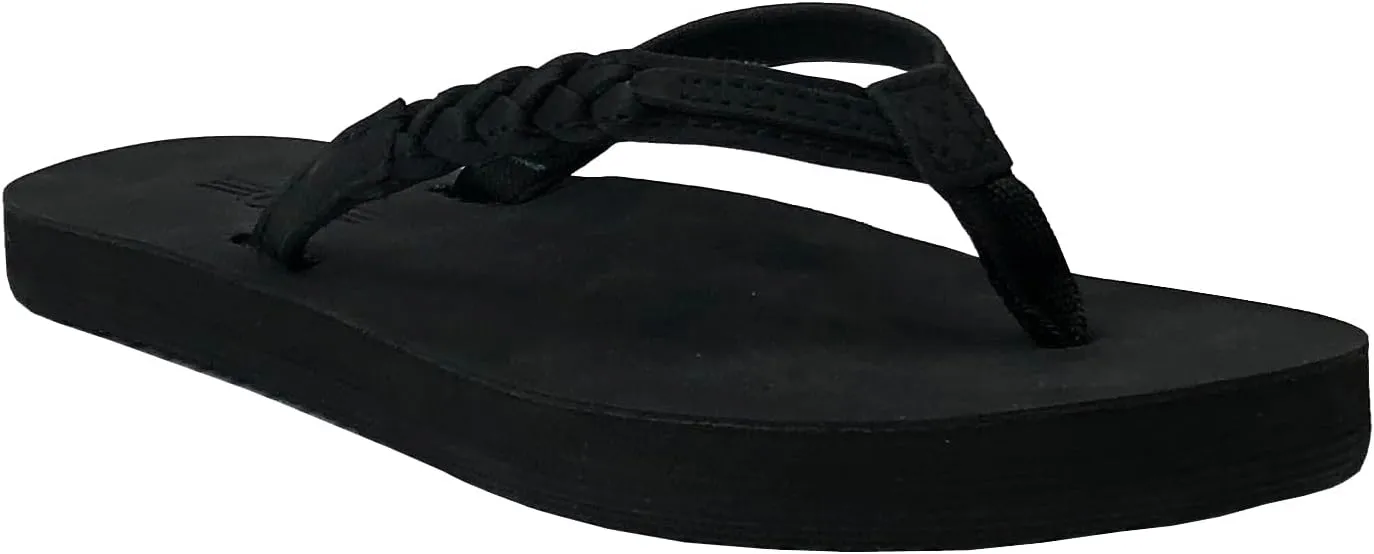 REDVOLUTION Girls Classic Braided Accented Beach Sandals Casual Flip Flop Surfer Girl