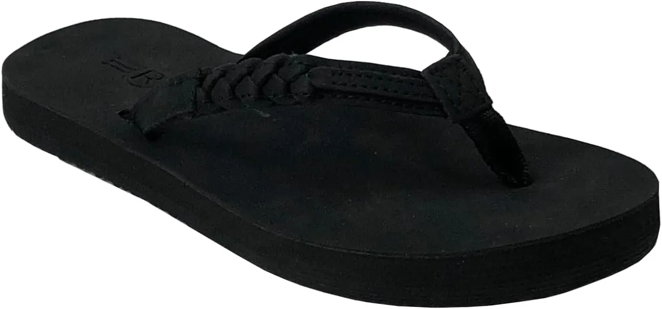 REDVOLUTION Girls Classic Braided Accented Beach Sandals Casual Flip Flop Surfer Girl
