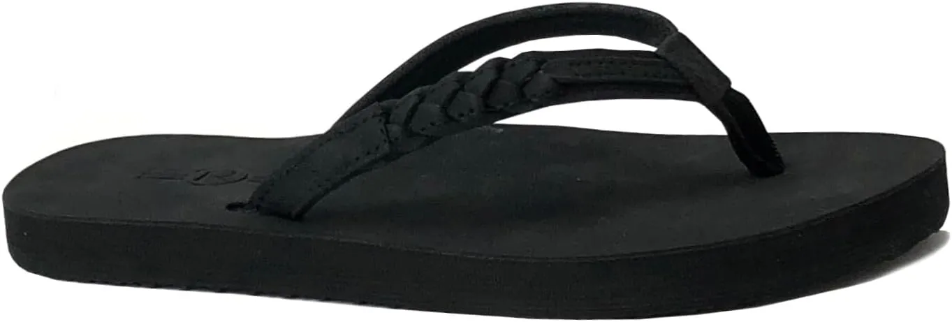 REDVOLUTION Girls Classic Braided Accented Beach Sandals Casual Flip Flop Surfer Girl