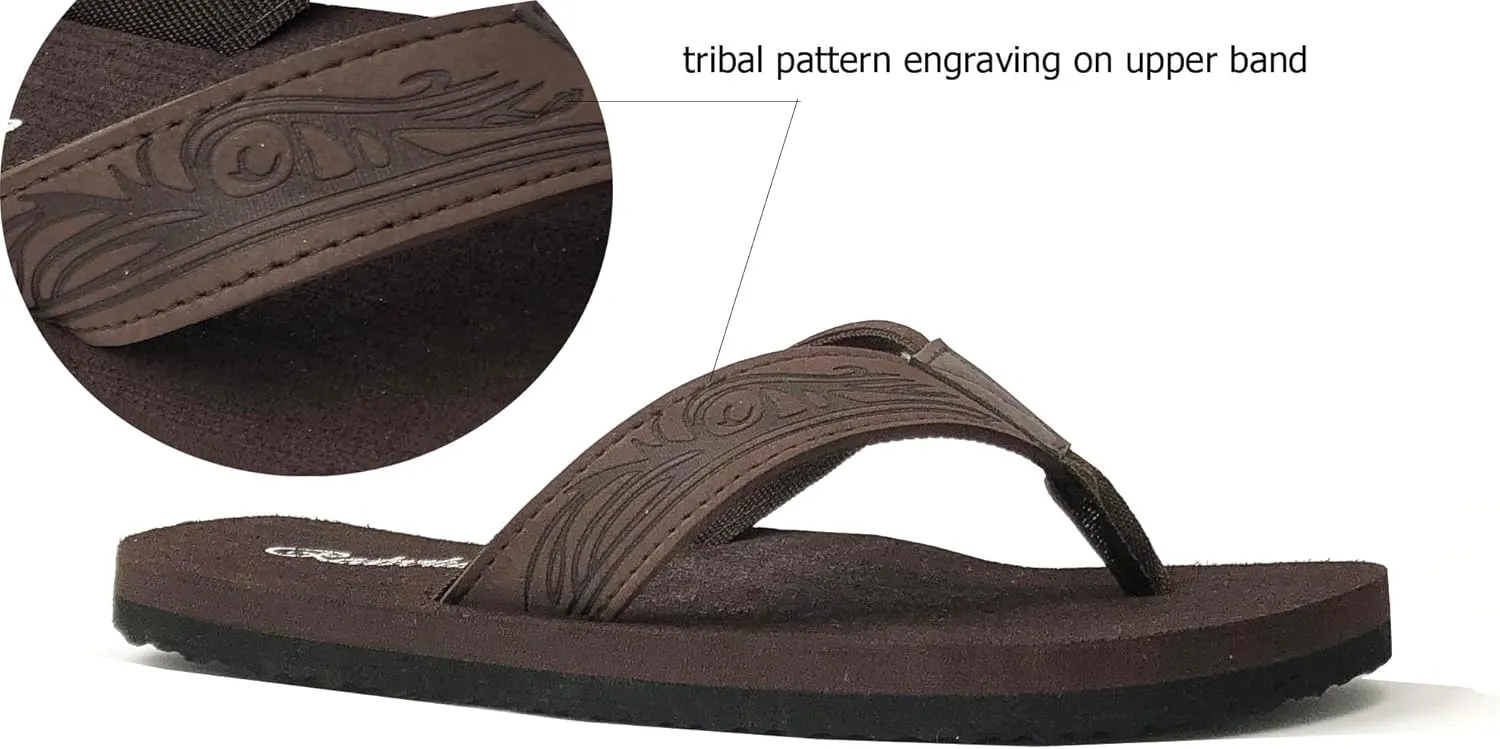 REDVOLUTION New Boys' Beach Sandal TRIBAL Tattoo | Geometric Bali Flip-Flop Sandals