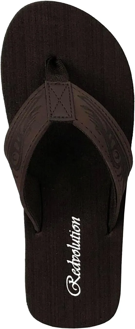 REDVOLUTION New Boys' Beach Sandal TRIBAL Tattoo | Geometric Bali Flip-Flop Sandals