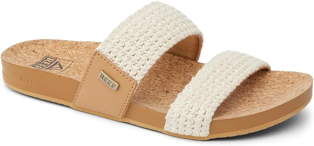 Reef Women's Vista Fashion Slide Sandal, Vegan Leather Strap, Ultra Soft Cushion Footbed