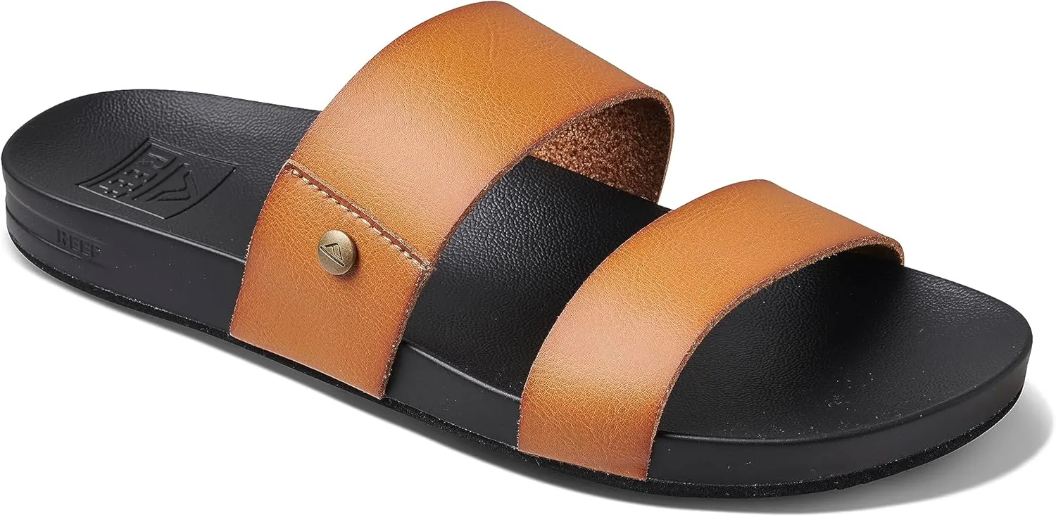 Reef Women's Vista Fashion Slide Sandal, Vegan Leather Strap, Ultra Soft Cushion Footbed