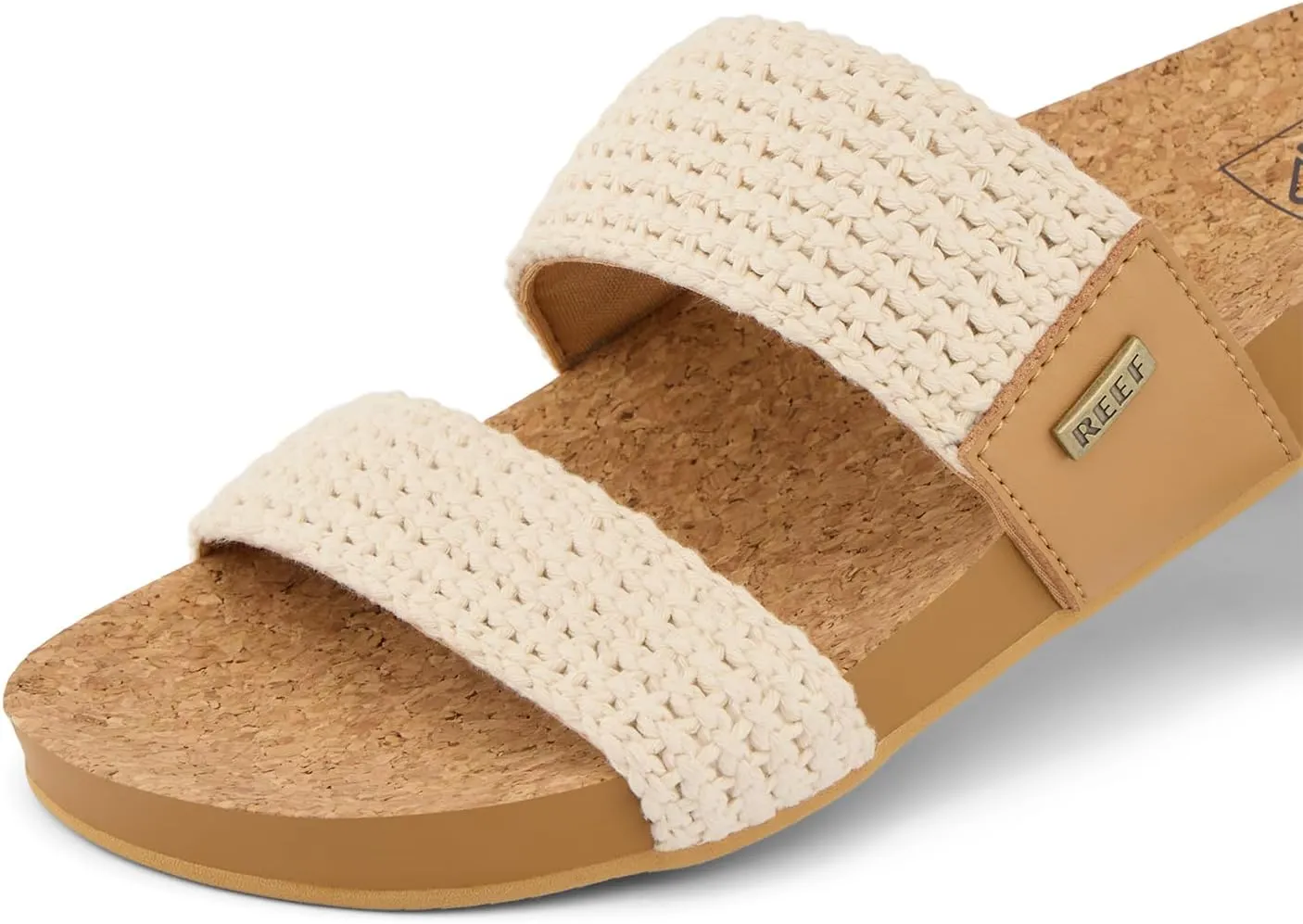 Reef Women's Vista Fashion Slide Sandal, Vegan Leather Strap, Ultra Soft Cushion Footbed