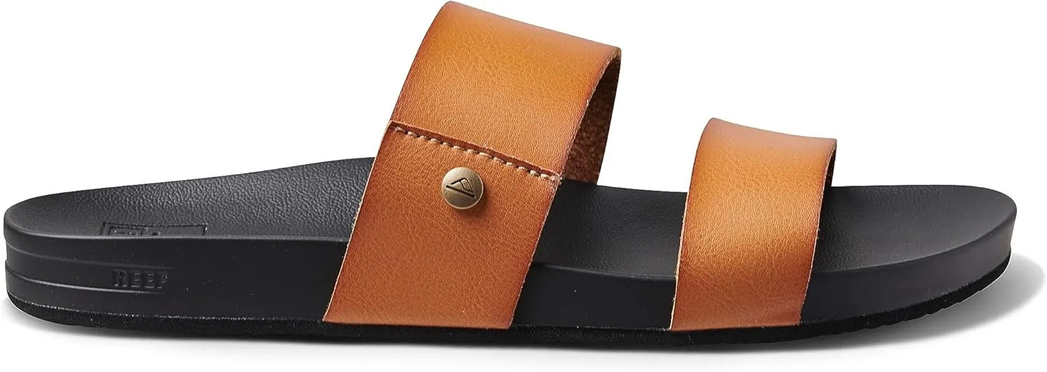 Reef Women's Vista Fashion Slide Sandal, Vegan Leather Strap, Ultra Soft Cushion Footbed