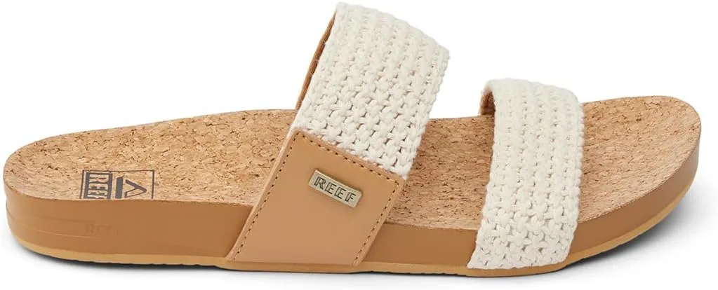 Reef Women's Vista Fashion Slide Sandal, Vegan Leather Strap, Ultra Soft Cushion Footbed