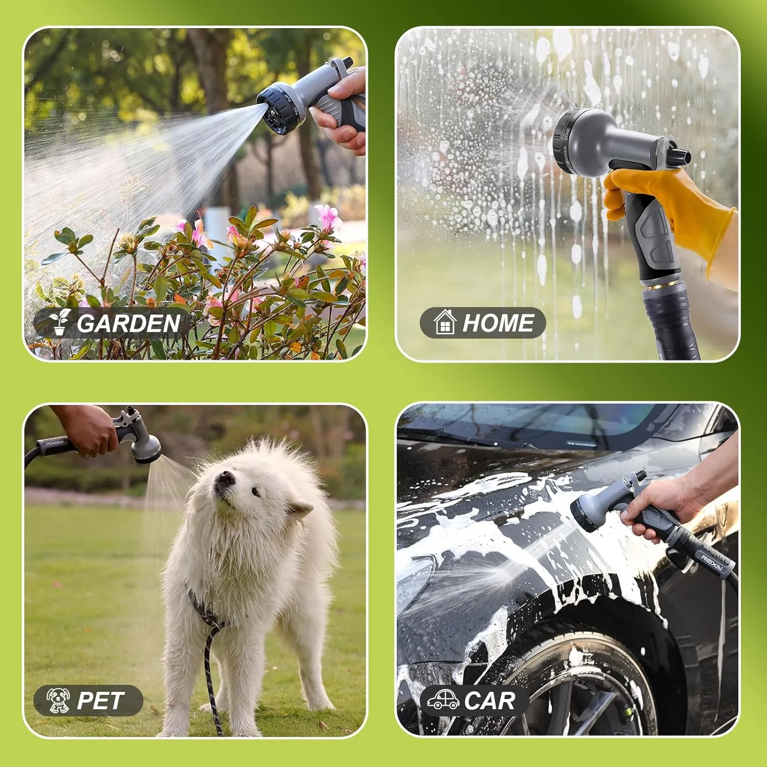 Relxitl Garden Hose, Flexible Water Hose, Ultra Lightweight Non-Expanding hose with 10 Function Sprayer, Leak proof, Pressure Resistant for Yard, Outdoor (Black, 50FT)