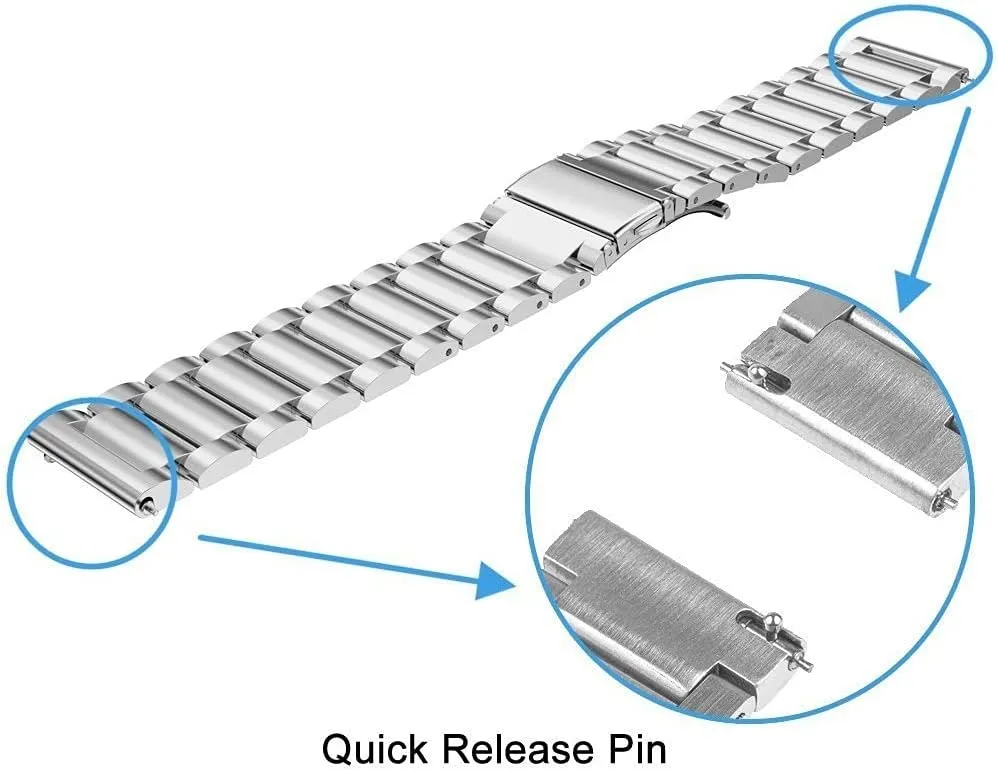 Replacement Watch-Band 20mm Stainless Steel Strap Bracelet Watch Wriststrap(D)