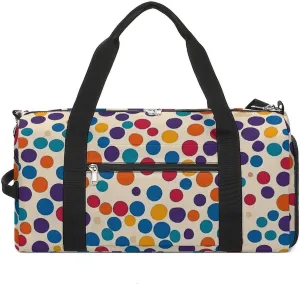 Retro Colorful Polka Dot Fitness Large Gym Bag for Unisex with Shoe Compartment & Wet Pocket