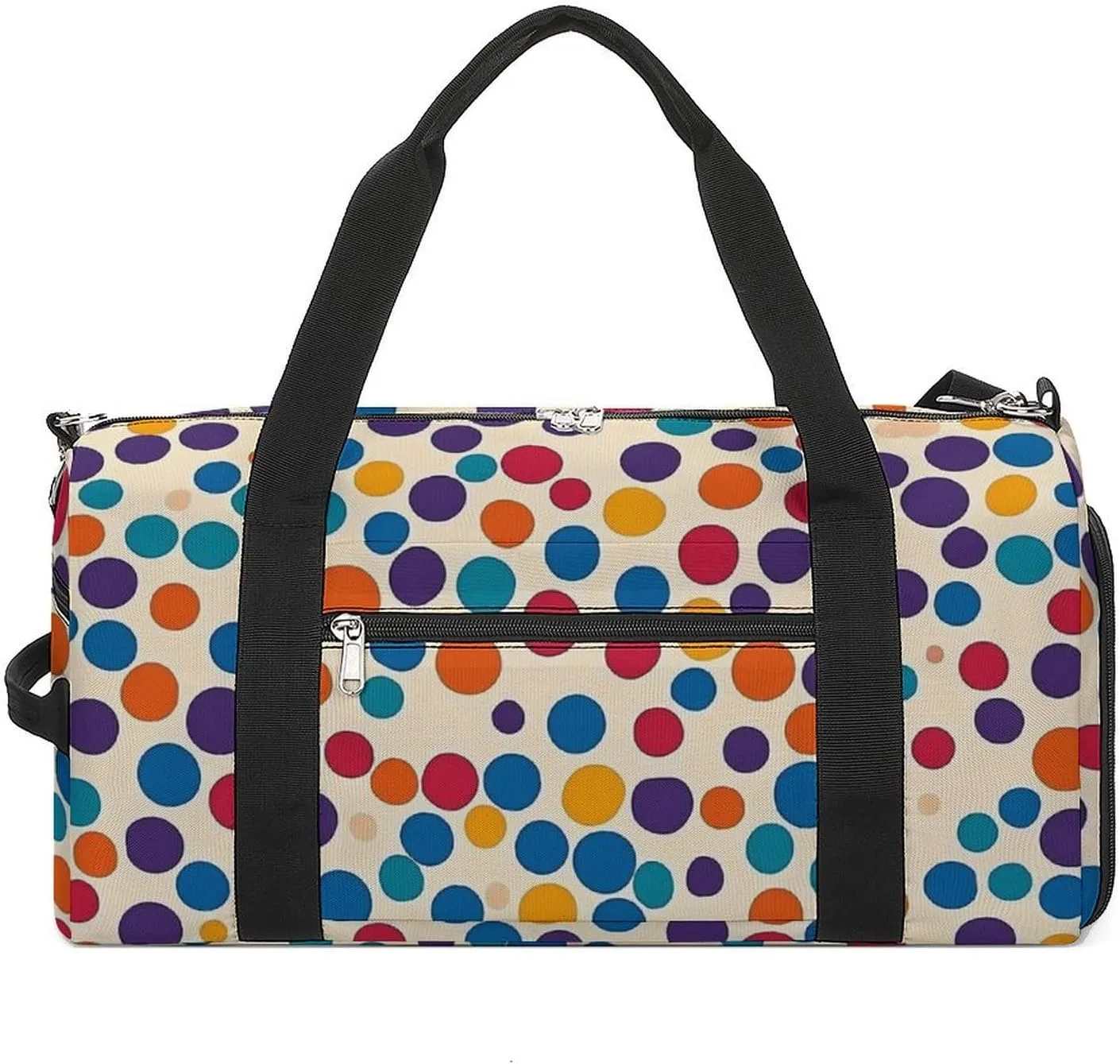 Retro Colorful Polka Dot Fitness Large Gym Bag for Unisex with Shoe Compartment & Wet Pocket