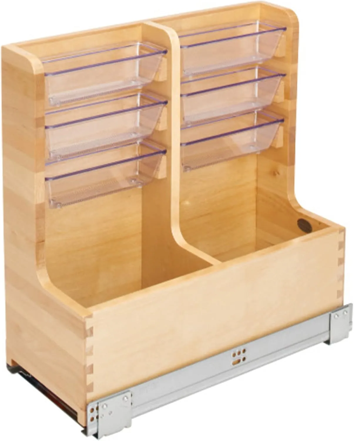 Rev-A-Shelf 24" Wood Vanity Sink Pull Out Organizer Cabinet Storage w/Soft-Close for Kitchen or Bathroom, Maple Wood, 441-12VSBSC-1
