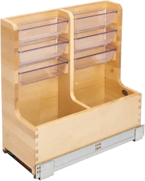Rev-A-Shelf 24" Wood Vanity Sink Pull Out Organizer Cabinet Storage w/Soft-Close for Kitchen or Bathroom, Maple Wood, 441-12VSBSC-1