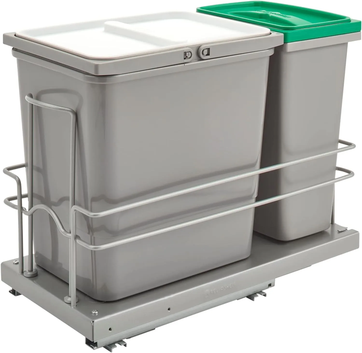 Rev-A-Shelf Undermount Pullout 15 Qt Trash Can & 8 Qt Recycle Bin w/Soft-Close Slides, Reduced Depth & Reduced Height, 5SBWC-815S-1