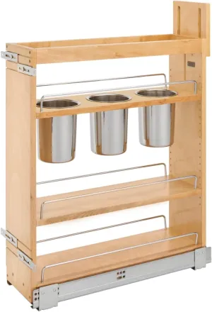 Rev-A-Shelf Wood Base Cabinet Utility Pull Out Organizer w/Soft Close, Natural Maple