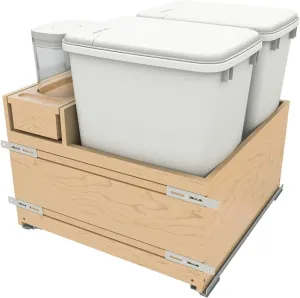 Rev-A-Shelf Wood Bottom Mount Pullout Waste Container with OXO and Storage w/Soft-Close