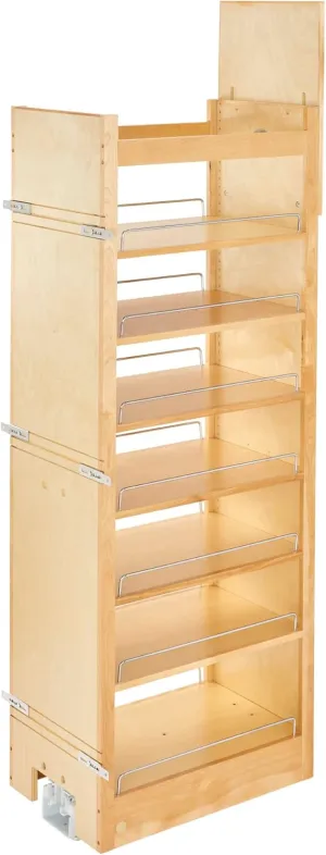 Rev-A-Shelf Wood Tall Cabinet Pull Out Pantry Organizer w/Soft Close, Natural Maple