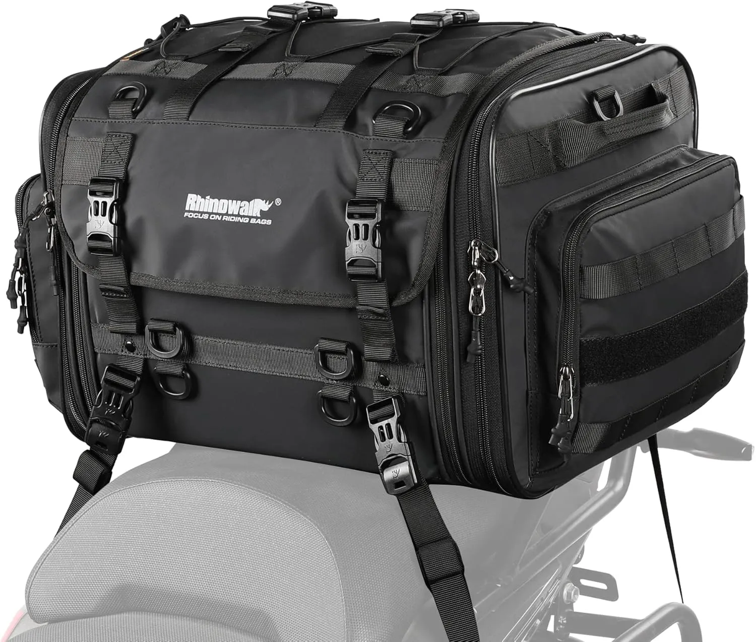 Rhinowalk Motorcycle Tail Bags 60L Motorcycle Bag for Rear Seat Motor Tool Carry Bag with Shoulder Straps and Waterproof Rain Cover for Motor Cycle Travel Luggage Daily Commuter