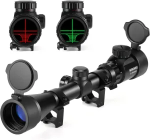 Rifle Scope 3-9x40 EG Red Green Rangefinder Illuminated Optical Tactical Airsoft Scopes for Hunting with 20mm Free Mounts and Flip-Open Covers