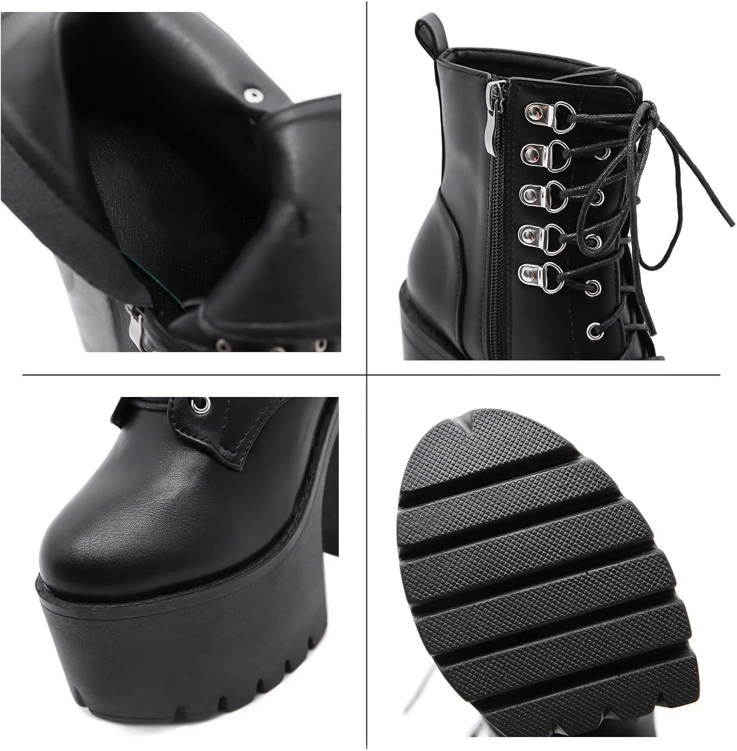 Roimaash Stylish Platform Ankle Boots Chunky Heels Goth Booties