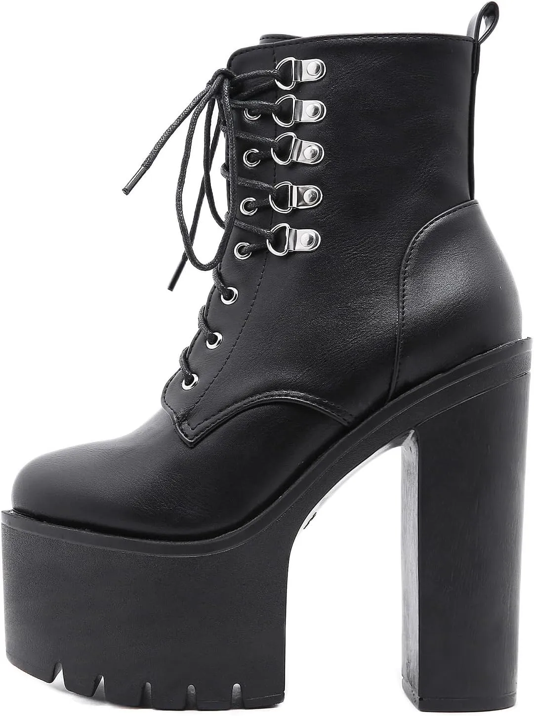 Roimaash Stylish Platform Ankle Boots Chunky Heels Goth Booties