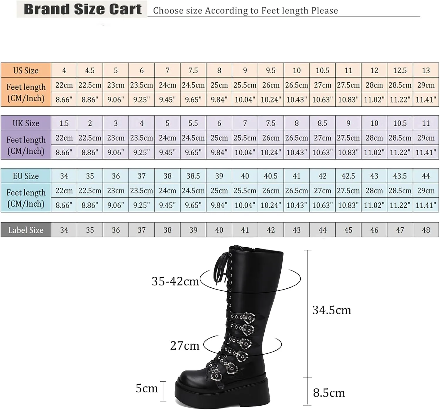 Roimaash Stylish Platform Gothic Boots Mid High Latex Punk Boots