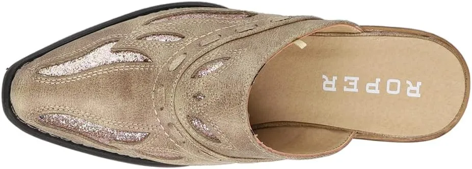 ROPER Womens Beth Glittered Tooled-Inlay Mule Clogs Casual - Beige