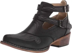 ROPER Womens Willa Embroidery Snip Toe Casual Boots Ankle Low Heel 1-2" - Brown