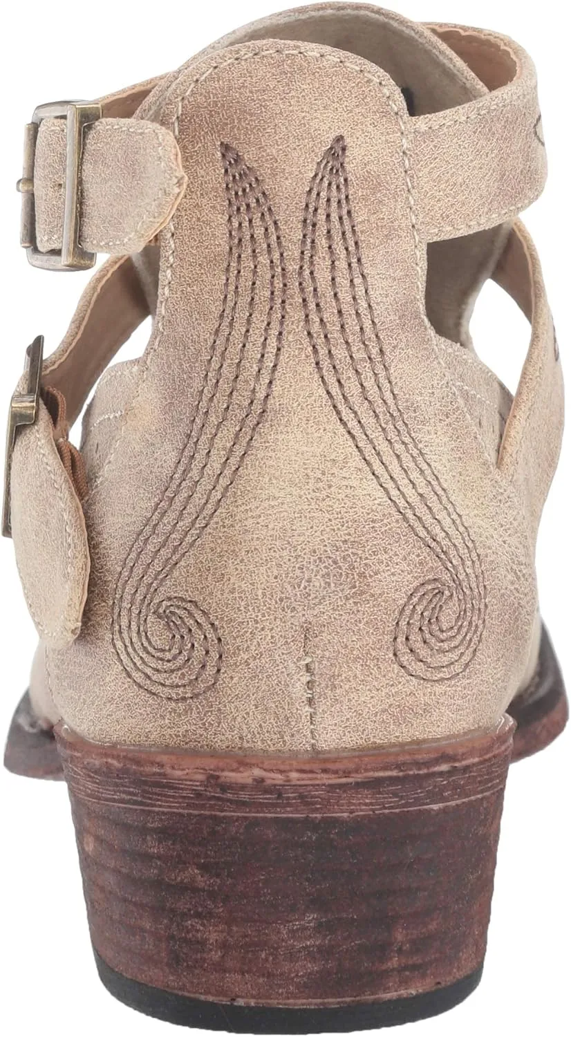 ROPER Womens Willa Embroidery Snip Toe Casual Boots Ankle Low Heel 1-2" - Brown