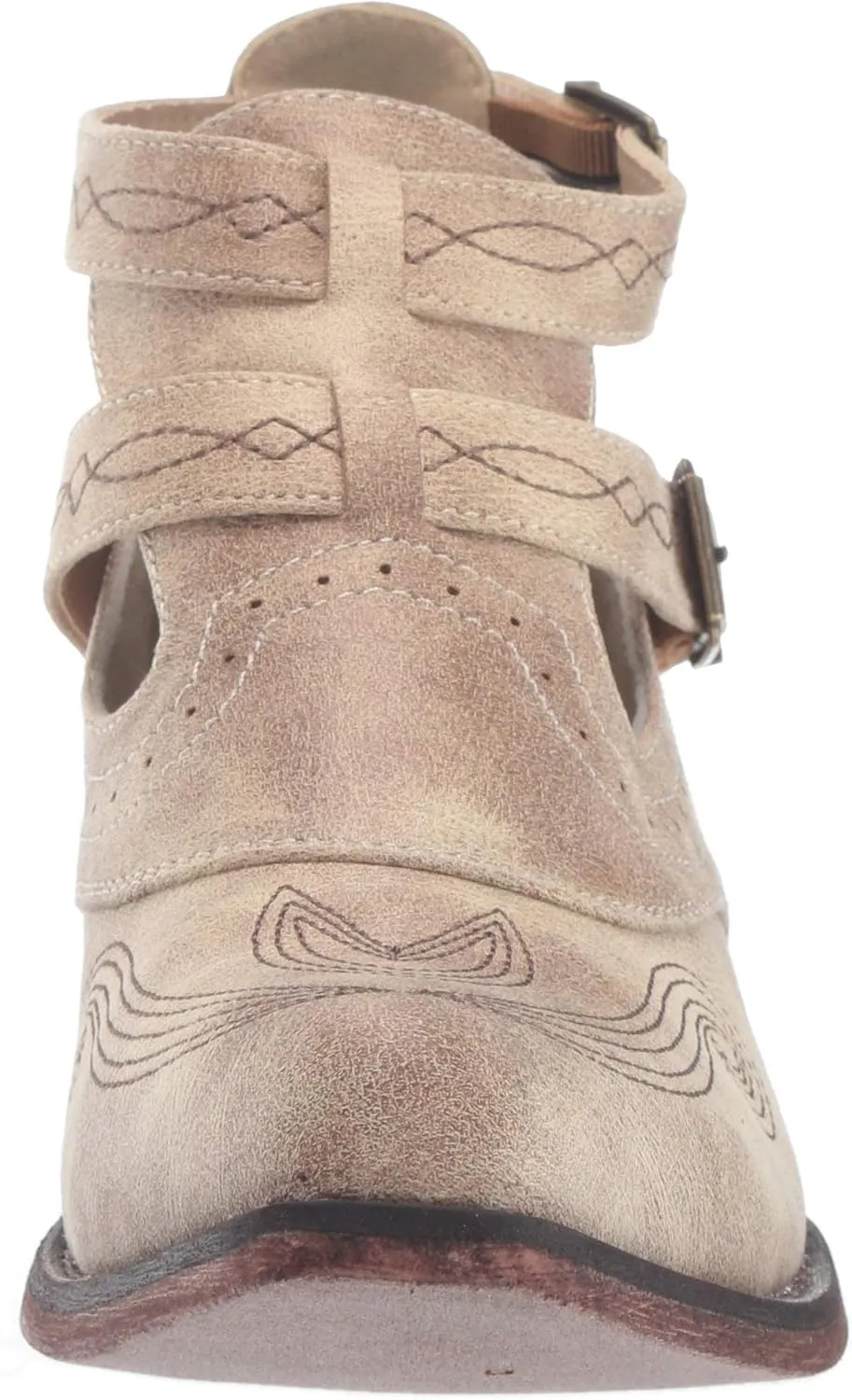 ROPER Womens Willa Embroidery Snip Toe Casual Boots Ankle Low Heel 1-2" - Brown