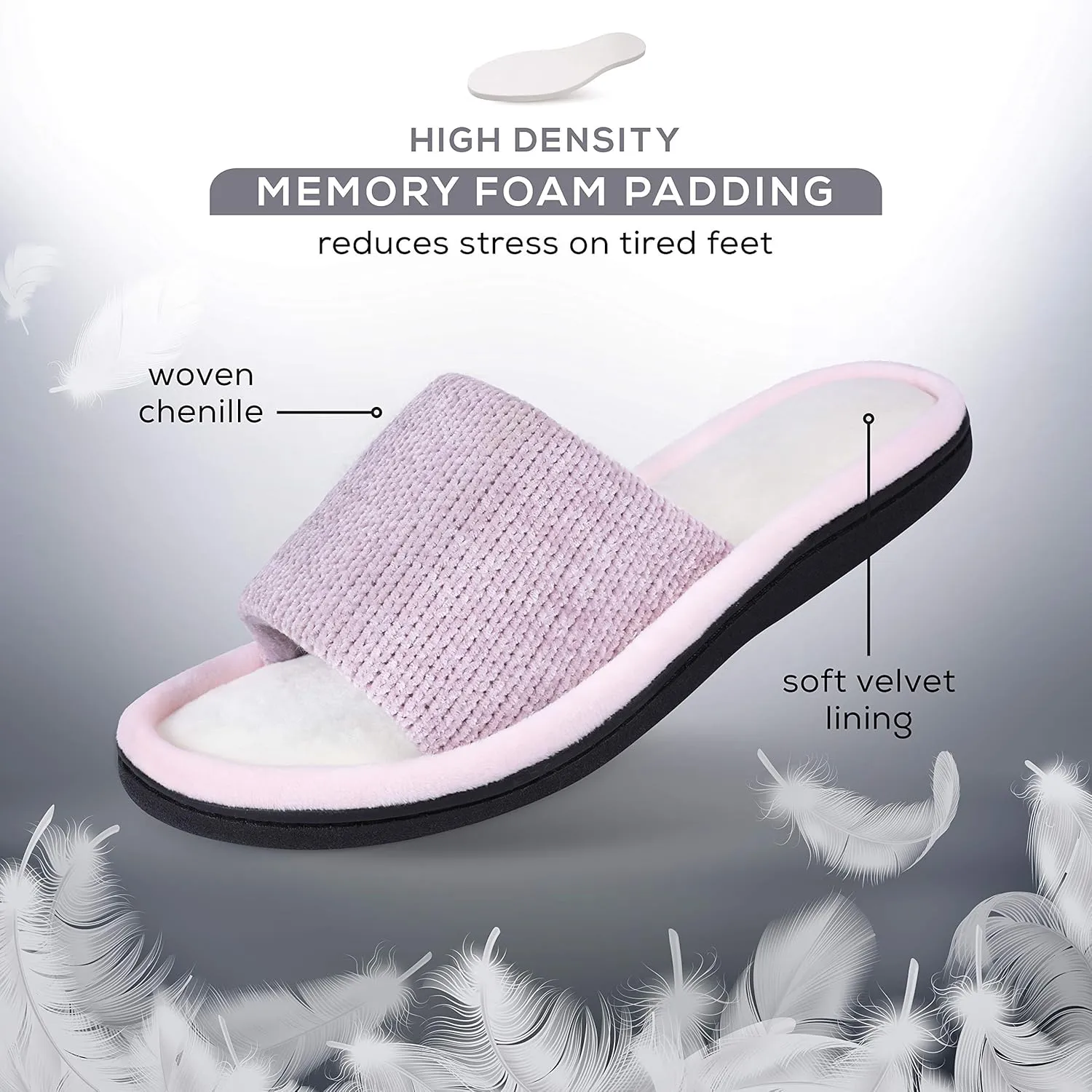 Roxoni Women Slippers Soft Open Toe Slide, Indoor Outdoor Rubber Sole