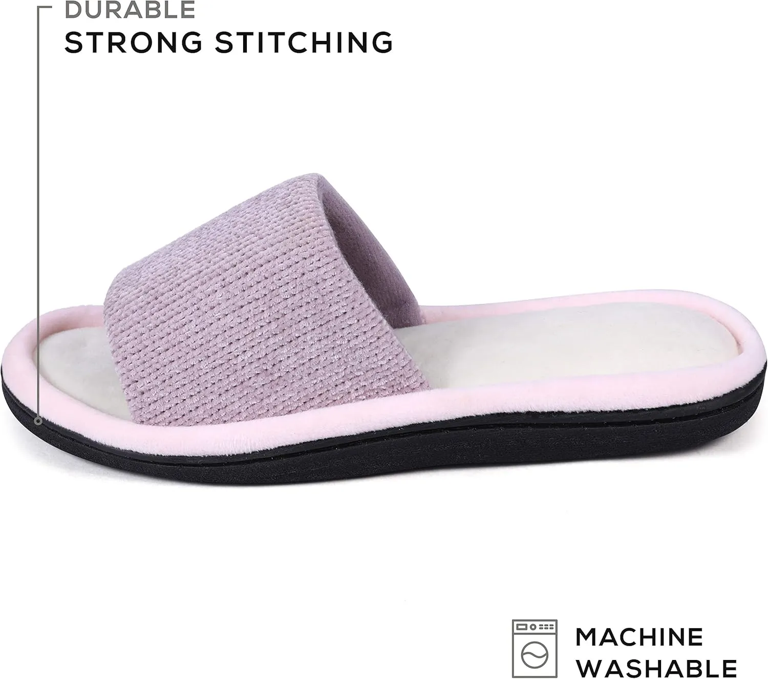 Roxoni Women Slippers Soft Open Toe Slide, Indoor Outdoor Rubber Sole