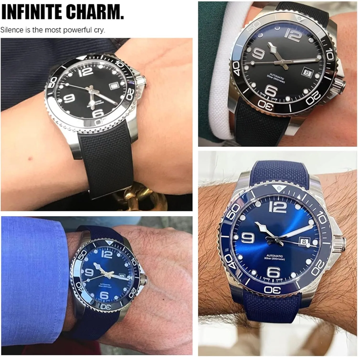 Rubber Watchbands For Longines CONQUEST HYDROCONQUEST L3 21mm Waterproof Strap Watch Accessorie Silicone Watch Bracelet With Logo