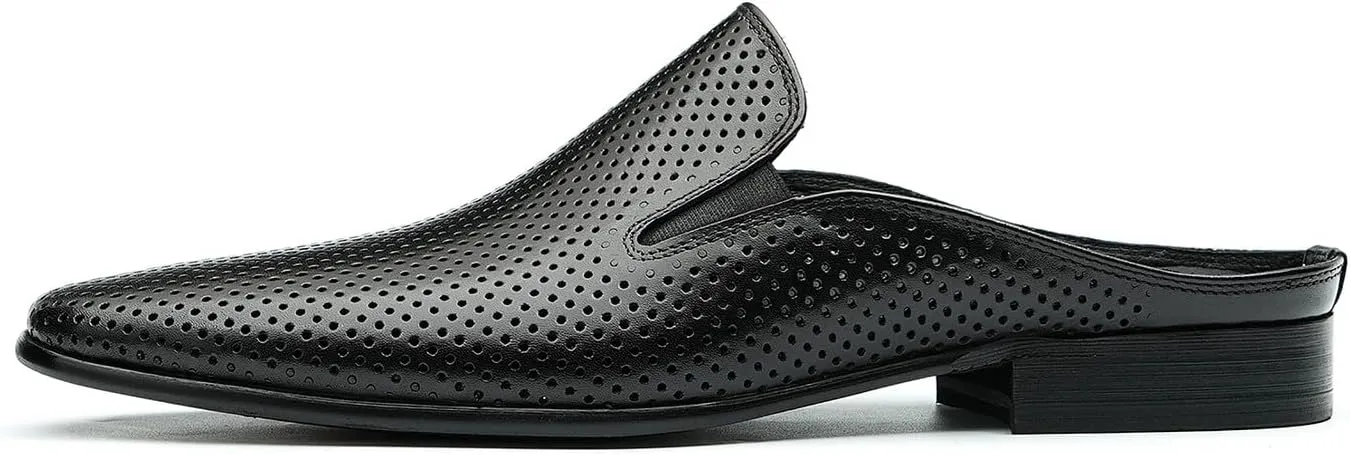 Santimon Men's Mules Formal Dress Loafers Leather Open Back Slippers Business Wedding Casual Fashion Slip On Clogs Sandals Summer Dress Shoes for Men